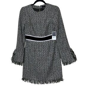 Elegant Black and White Tweed Dress